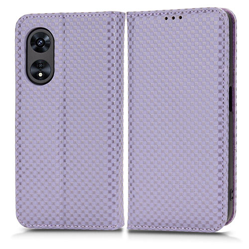Leather Case Stands Flip Cover Holder C03X for Oppo A58 5G Purple
