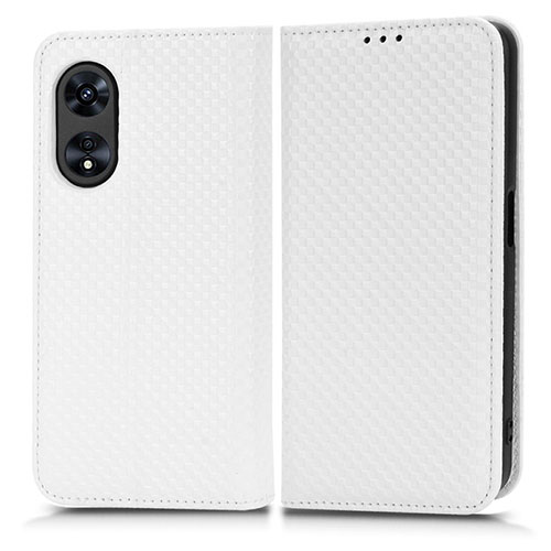 Leather Case Stands Flip Cover Holder C03X for Oppo A78 5G White