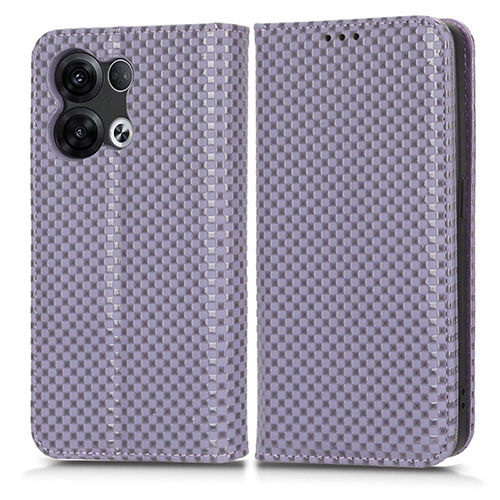 Leather Case Stands Flip Cover Holder C03X for Oppo Reno8 Pro 5G Purple