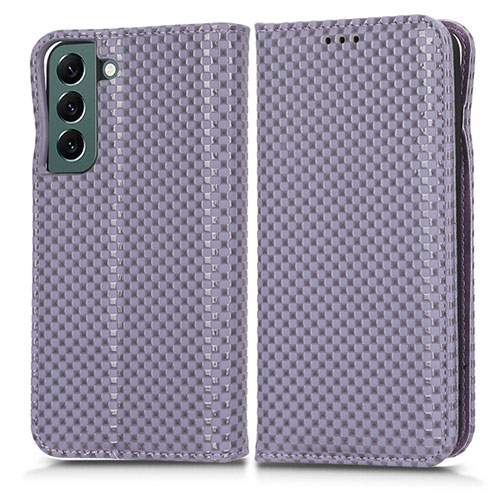 Leather Case Stands Flip Cover Holder C03X for Samsung Galaxy S22 5G Purple