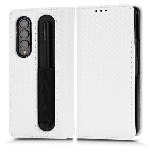 Leather Case Stands Flip Cover Holder C03X for Samsung Galaxy Z Fold4 5G White