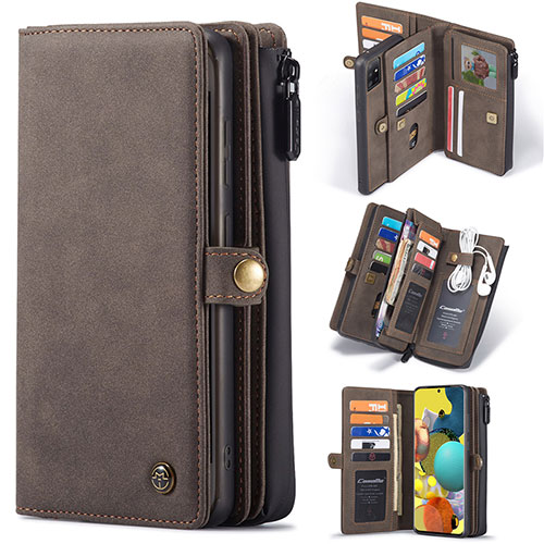 Leather Case Stands Flip Cover Holder C04S for Samsung Galaxy A71 5G Brown