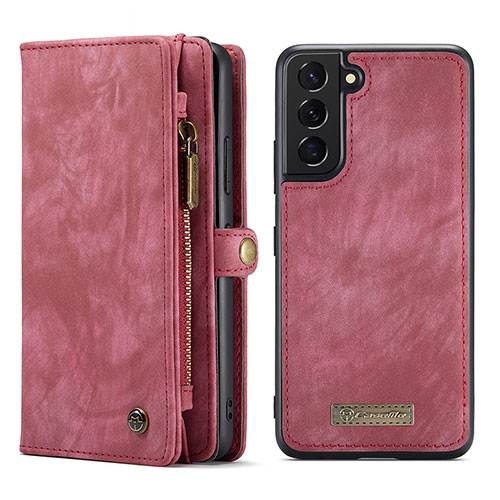 Leather Case Stands Flip Cover Holder C04S for Samsung Galaxy S21 FE 5G Red