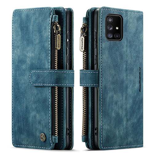 Leather Case Stands Flip Cover Holder C05S for Samsung Galaxy M40S Blue
