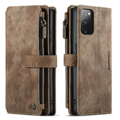 Leather Case Stands Flip Cover Holder C05S for Samsung Galaxy S20 FE (2022) 5G Brown