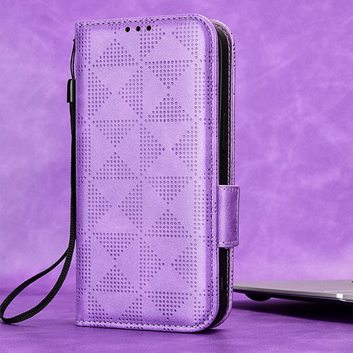 Leather Case Stands Flip Cover Holder C05X for Google Pixel 4 XL Purple