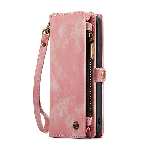Leather Case Stands Flip Cover Holder C06S for Apple iPhone 13 Pro Max Pink