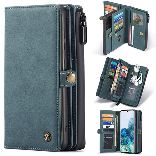 Leather Case Stands Flip Cover Holder C06S for Samsung Galaxy S20 Ultra 5G Blue