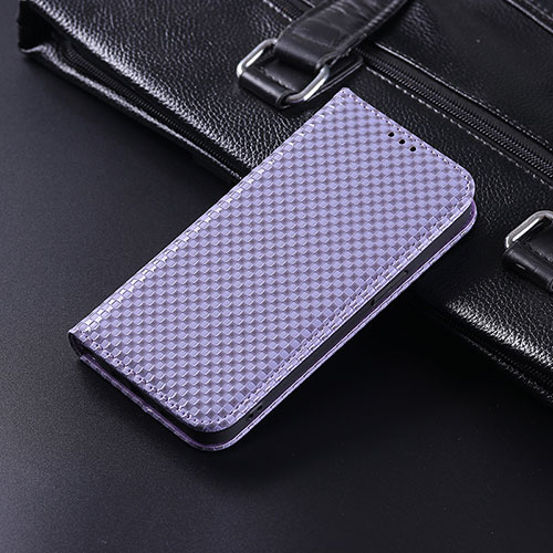 Leather Case Stands Flip Cover Holder C06X for Google Pixel 4a Purple