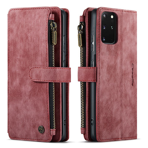 Leather Case Stands Flip Cover Holder C07S for Samsung Galaxy S20 Plus 5G Red