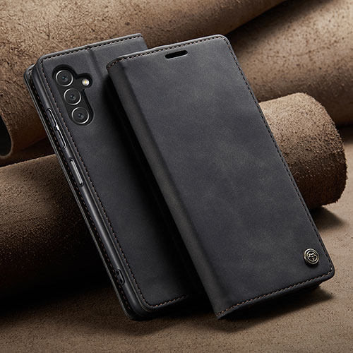 Leather Case Stands Flip Cover Holder C09S for Samsung Galaxy A04s Black