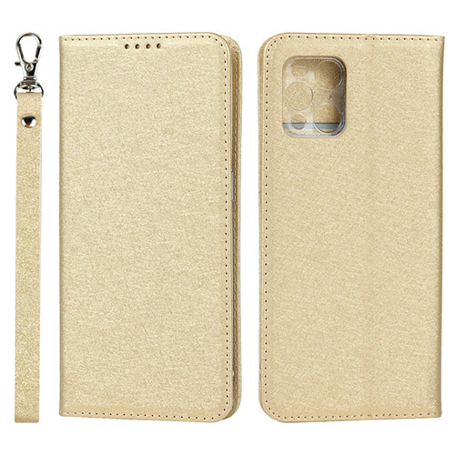 Leather Case Stands Flip Cover Holder D01T for Oppo Find X3 5G Gold