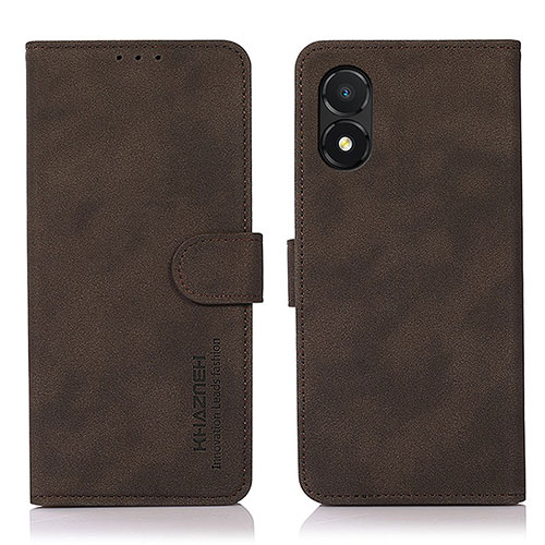 Leather Case Stands Flip Cover Holder D01Y for Huawei Honor X5 Brown