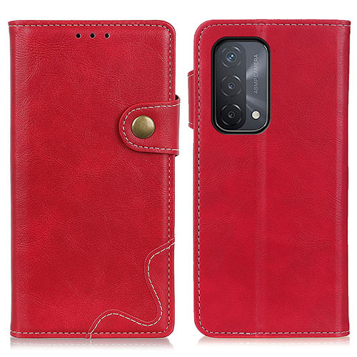 Leather Case Stands Flip Cover Holder D01Y for OnePlus Nord N200 5G Red