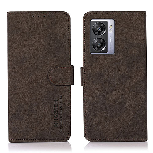 Leather Case Stands Flip Cover Holder D01Y for Oppo A56S 5G Brown