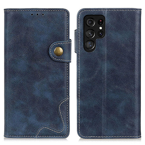 Leather Case Stands Flip Cover Holder D01Y for Samsung Galaxy S21 Ultra 5G Blue