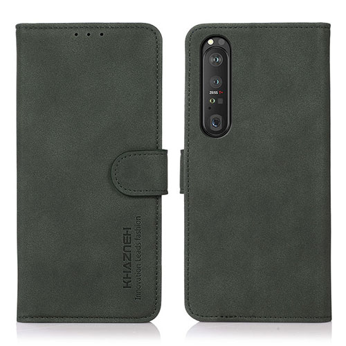 Leather Case Stands Flip Cover Holder D01Y for Sony Xperia 1 III Green