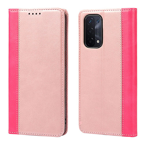 Leather Case Stands Flip Cover Holder D03T for OnePlus Nord N200 5G Rose Gold