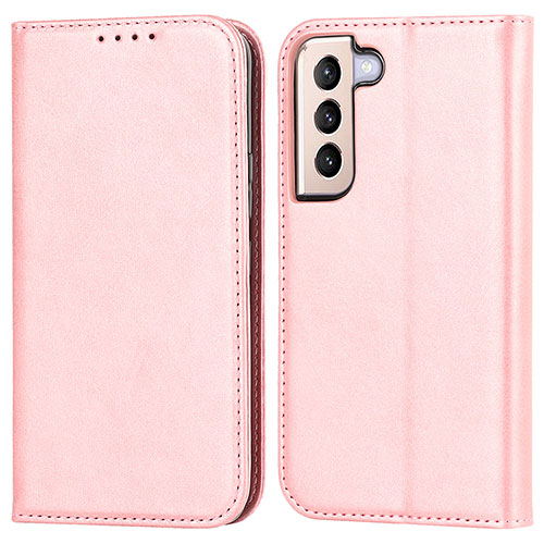 Leather Case Stands Flip Cover Holder D03T for Samsung Galaxy S21 5G Pink