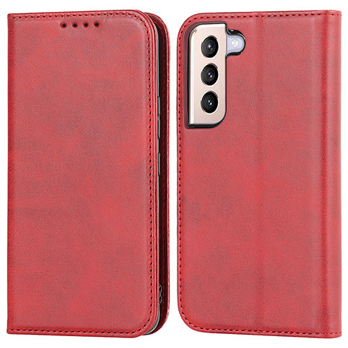 Leather Case Stands Flip Cover Holder D03T for Samsung Galaxy S21 5G Red