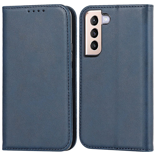 Leather Case Stands Flip Cover Holder D03T for Samsung Galaxy S21 FE 5G Blue