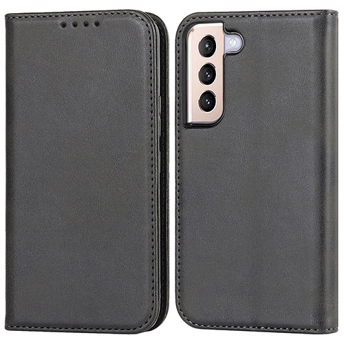 Leather Case Stands Flip Cover Holder D03T for Samsung Galaxy S22 5G Black