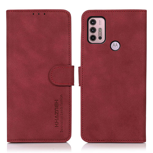 Leather Case Stands Flip Cover Holder D03Y for Motorola Moto G10 Power Red