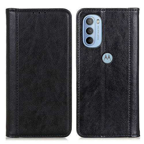 Leather Case Stands Flip Cover Holder D03Y for Motorola Moto G31 Black