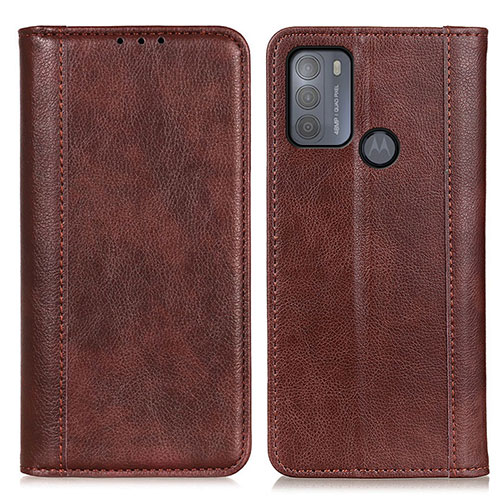 Leather Case Stands Flip Cover Holder D03Y for Motorola Moto G50 Brown