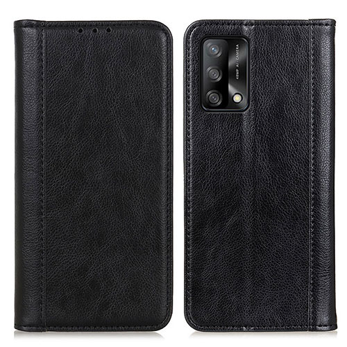 Leather Case Stands Flip Cover Holder D03Y for Oppo A74 4G Black