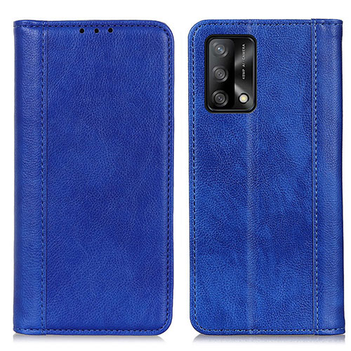 Leather Case Stands Flip Cover Holder D03Y for Oppo A74 4G Blue