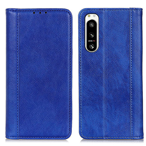Leather Case Stands Flip Cover Holder D03Y for Sony Xperia 5 IV Blue
