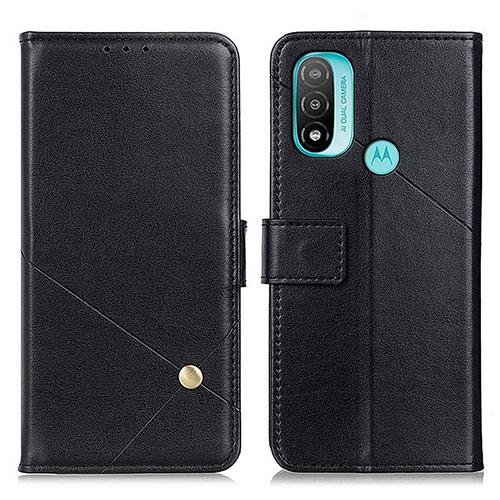 Leather Case Stands Flip Cover Holder D04Y for Motorola Moto E20 Black