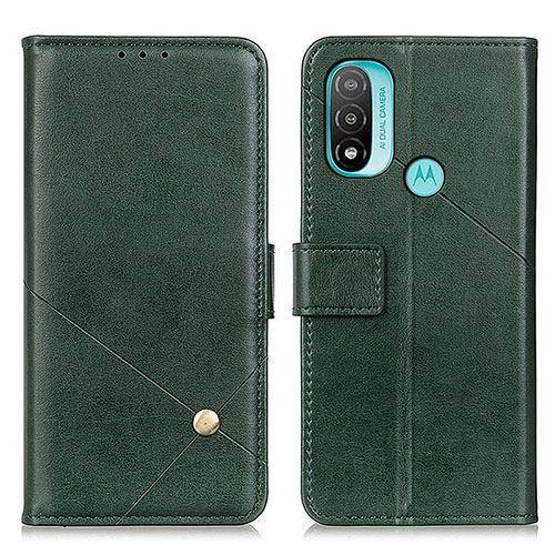 Leather Case Stands Flip Cover Holder D04Y for Motorola Moto E20 Green