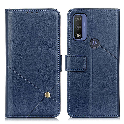 Leather Case Stands Flip Cover Holder D04Y for Motorola Moto G Pure Blue