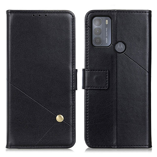 Leather Case Stands Flip Cover Holder D04Y for Motorola Moto G50 Black