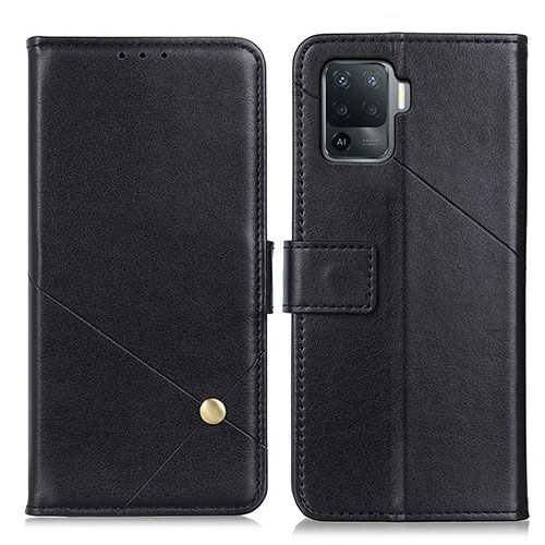 Leather Case Stands Flip Cover Holder D04Y for Oppo A94 4G Black