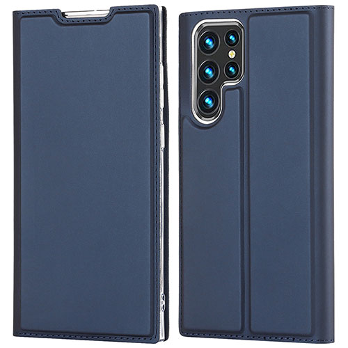 Leather Case Stands Flip Cover Holder D05T for Samsung Galaxy S21 Ultra 5G Blue
