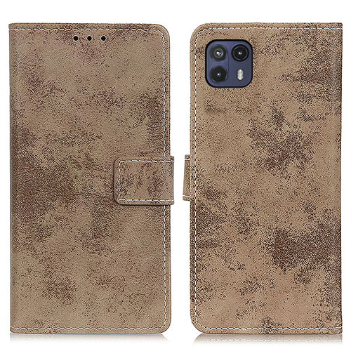 Leather Case Stands Flip Cover Holder D05Y for Motorola Moto G50 5G Khaki