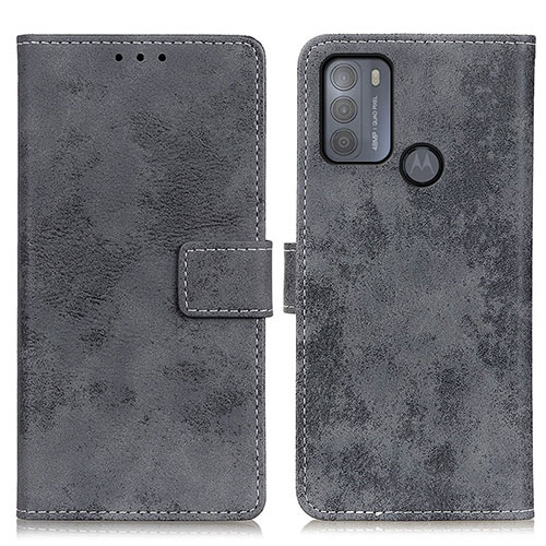 Leather Case Stands Flip Cover Holder D05Y for Motorola Moto G50 Gray