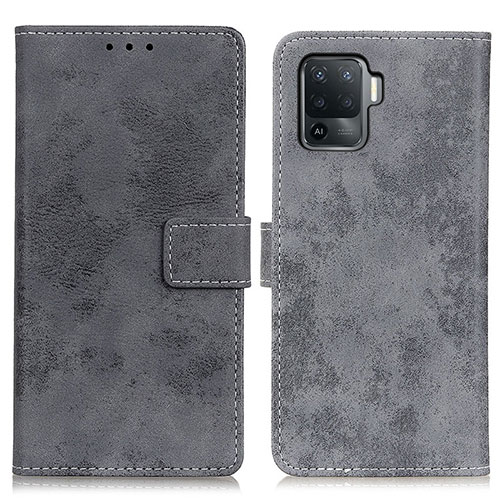 Leather Case Stands Flip Cover Holder D05Y for Oppo A94 4G Gray