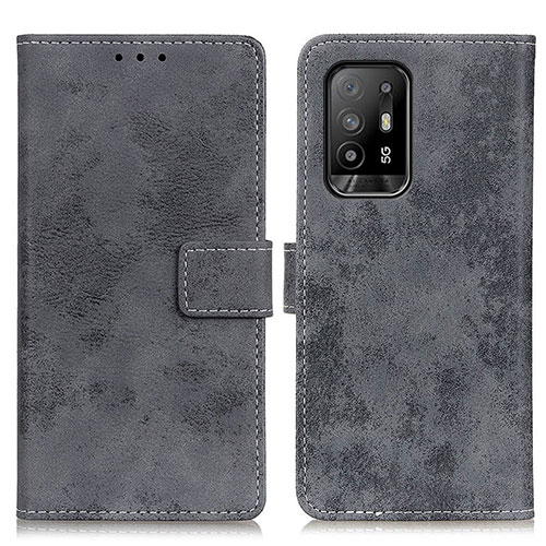 Leather Case Stands Flip Cover Holder D05Y for Oppo Reno5 Z 5G Gray