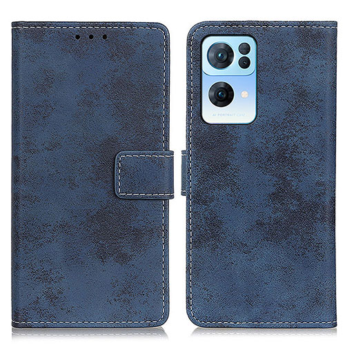 Leather Case Stands Flip Cover Holder D05Y for Oppo Reno7 Pro 5G Blue