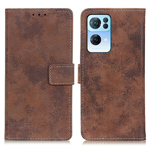 Leather Case Stands Flip Cover Holder D05Y for Oppo Reno7 Pro 5G Brown