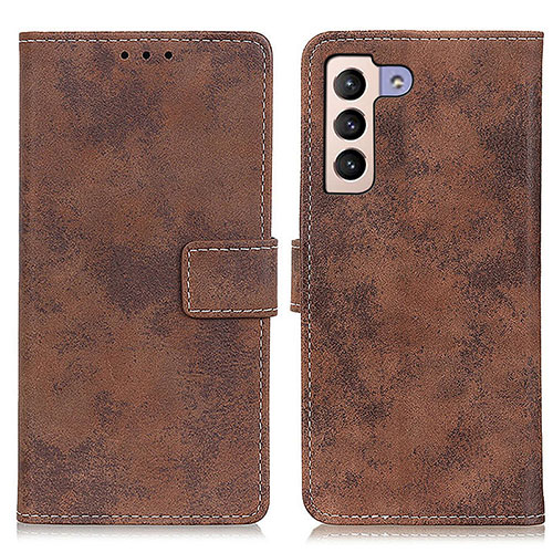 Leather Case Stands Flip Cover Holder D05Y for Samsung Galaxy S21 5G Brown