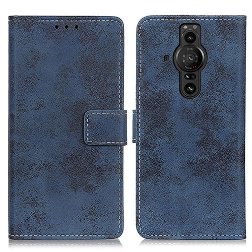 Leather Case Stands Flip Cover Holder D05Y for Sony Xperia PRO-I Blue