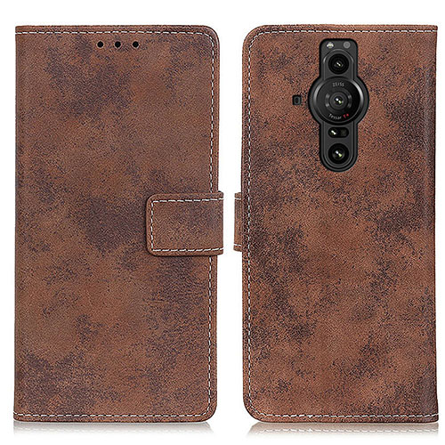 Leather Case Stands Flip Cover Holder D05Y for Sony Xperia PRO-I Brown