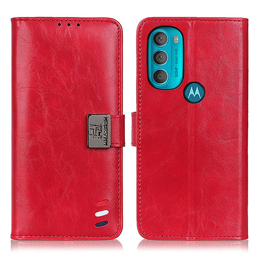 Leather Case Stands Flip Cover Holder D06Y for Motorola Moto G71 5G Red