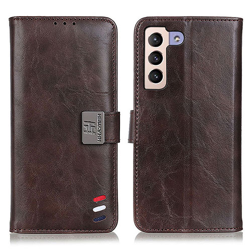 Leather Case Stands Flip Cover Holder D06Y for Samsung Galaxy S21 FE 5G Brown