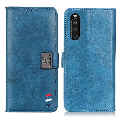 Leather Case Stands Flip Cover Holder D06Y for Sony Xperia 10 III Blue